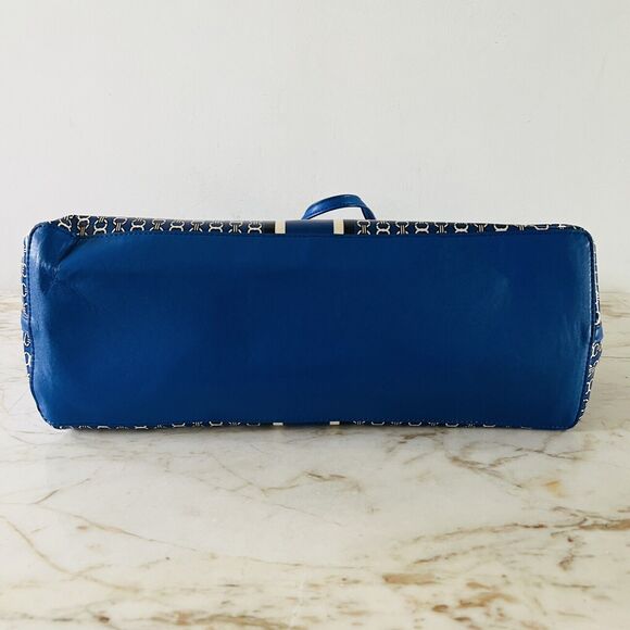 TORY BURCH Blue White Stripe Gemini Link Tote Bag - Picture 4 of 9